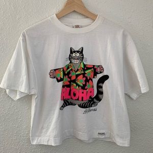 Rare B Kilban Crazy shirts 1990 vintage cat crop